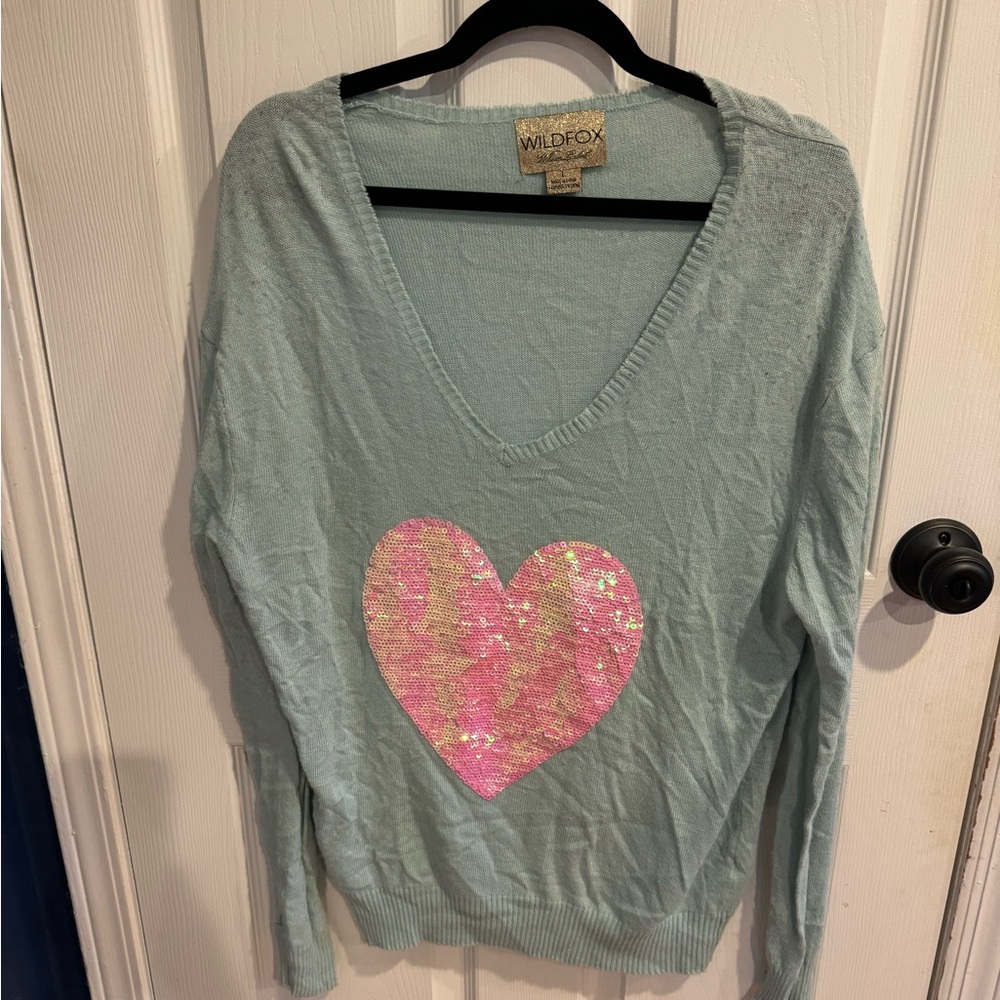 Wildfox glitter heart sweater